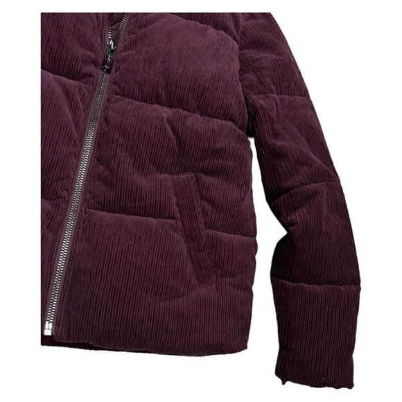MARC New York CORDUROY Designer Winter Puffer Parka Jacket Coat Plum Medium - Picture 3 of 6